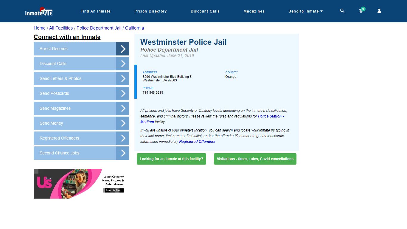 Westminster Police Jail & Inmate Search - Westminster, CA
